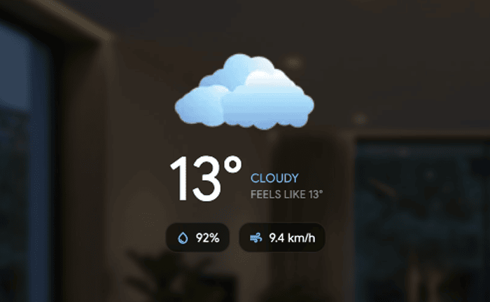 Weather now — cloudy 13°