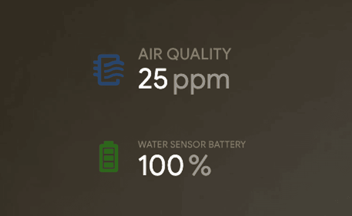 Info tile — air quality, water sensor battery