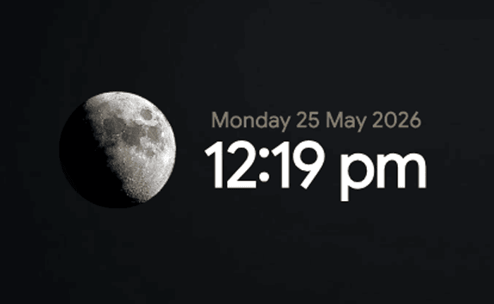 Moon phase tile with date and time
