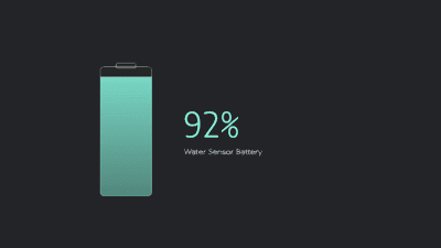 Battery glyph — water sensor at 92 percent